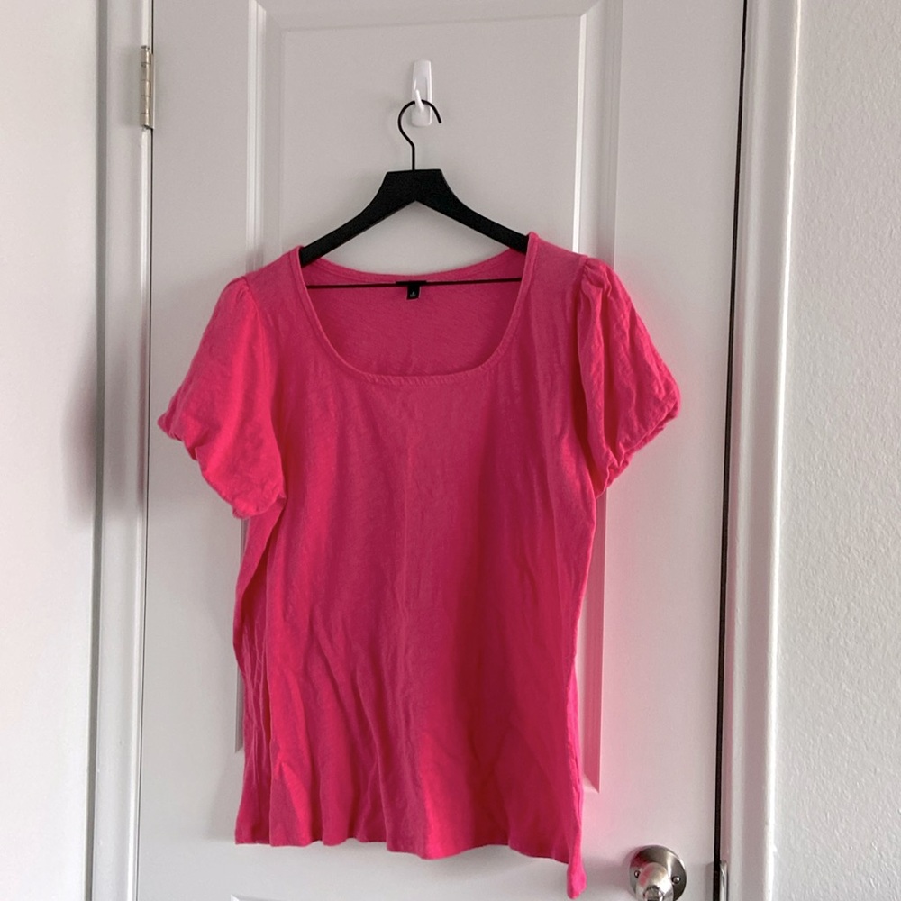 Hot pink bubble sleeve blouse